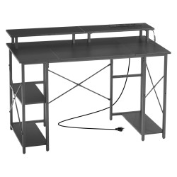 Työpöytä kotitoimistoon 120 cm x 50 cm hiukkaslevy teräsrunko RGB-valonauha