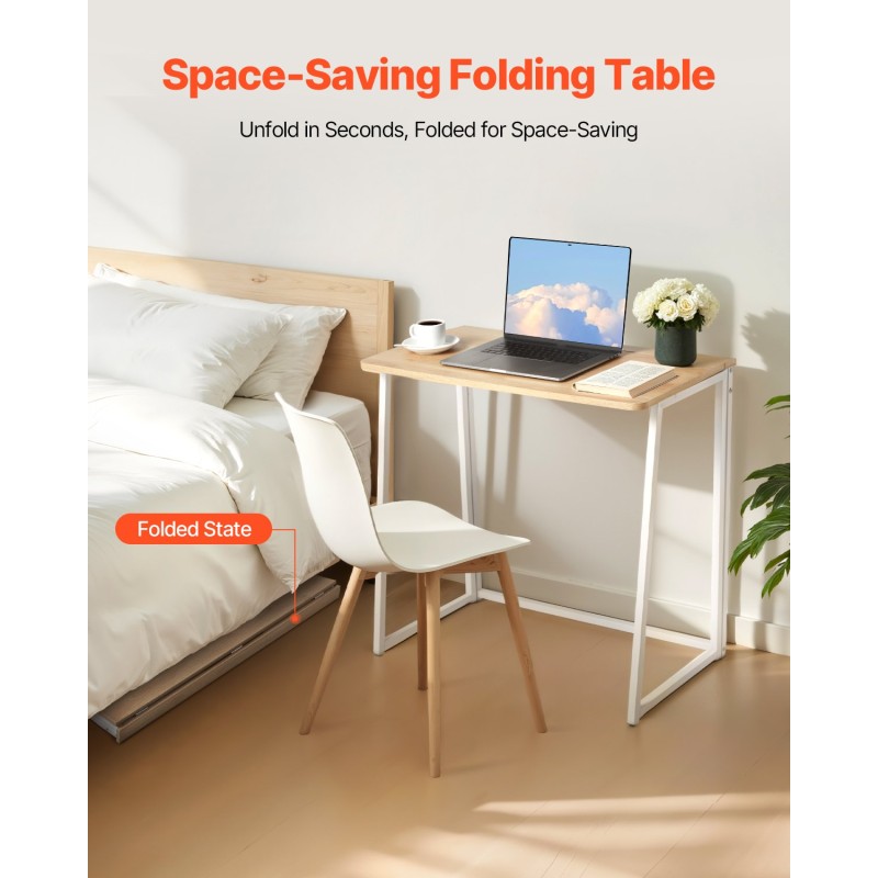 Taittopöytä 80 x 40 cm teräsrunko lastulevy puujäljitelmä kotitoimistoon