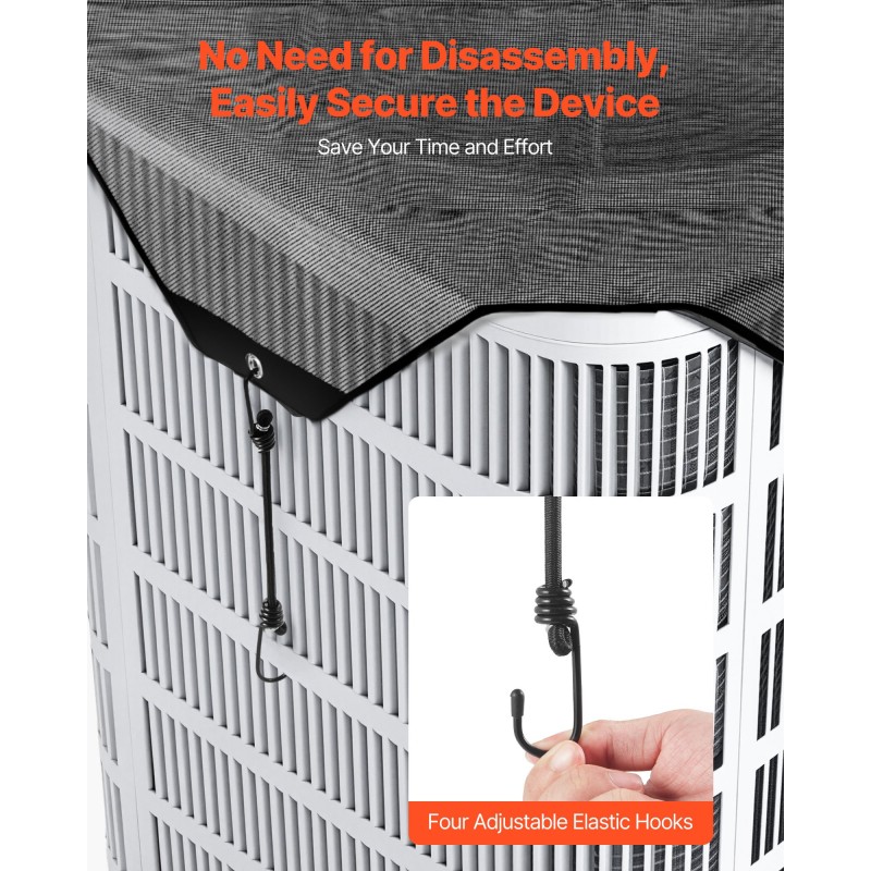 Ilmastointilaitteen ulkoyksikön yläpeite PVC-verkko 910 x 910 mm musta