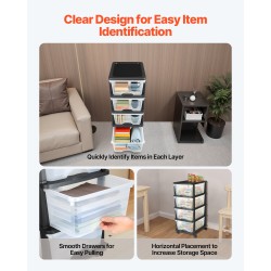 Muovinen laatikkovaunu pyörillä neljä läpinäkyvää laatikkoa jokainen seitsemäntoista litraa