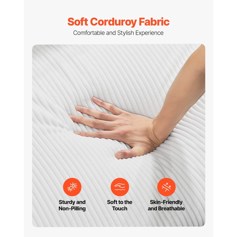 Sohva kaareva 2840 mm valkoinen samettimainen kangas syvä istuin