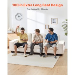 3-istuttava samettiverhoiltu sohva 2540 mm valkoinen säilytystilalla