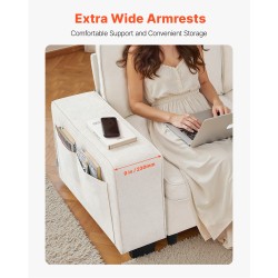 3-istuttava samettiverhoiltu sohva 2540 mm valkoinen säilytystilalla