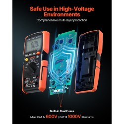 Yleismittari 6000-lukema todellinen RMS taustavalaistu näyttö automaattinen alueenvalinta