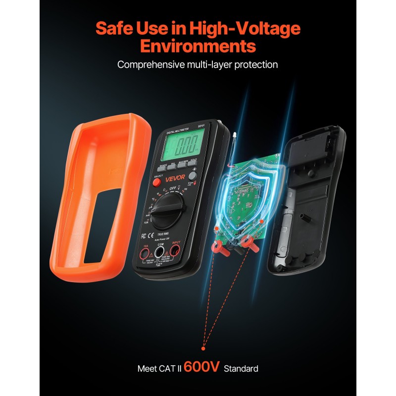 Digitaalinen yleismittari TRMS 4000-lukemainen automaattinen mitta-alue taustavalaistu näyttö