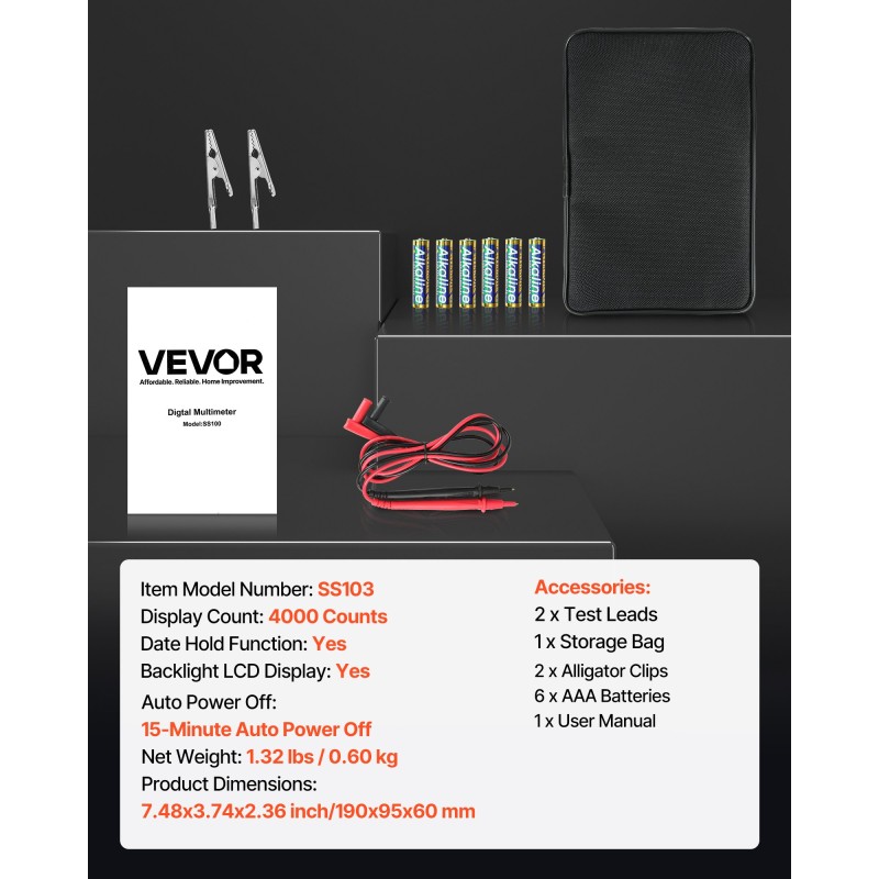 Digitaalinen yleismittari eristysvastus vaihto- ja tasajännite 4000 lukemaa taustavalaistu näyttö