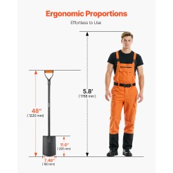 Neliölapio seosteräksinen lapa 1220 millimetriä varsi pitävä D-kahva irrotettava rakenne