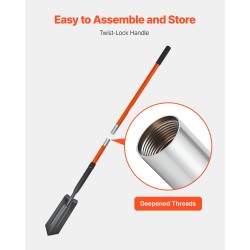 Kapea ojituslapio 10,4 cm seosteräksinen terä 1425 mm lasikuituvarsi