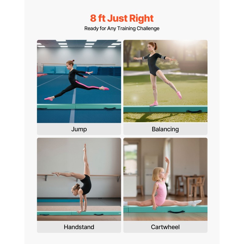 Tasapainopalkki 233 cm korkeatiheyksinen EVA-vaahto taittuva liukumaton lapsille kantolaukku