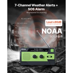 Käsikäyttöinen hätä- ja sääradio aurinko- ja USB-latauksella 4000mAh-akulla FM/AM/NOAA-tuella