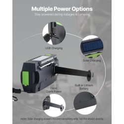 Käsikäyttöinen hätä- ja sääradio aurinko- ja USB-latauksella 4000mAh-akulla FM/AM/NOAA-tuella