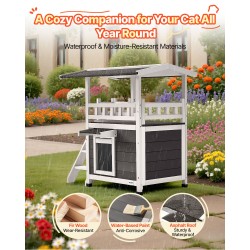 Kissatalo kaksikerroksinen kuusipuusta asfalttihuopakatolla portailla ja parvekkeella ulkokäyttöön ja sisäkäyttöön