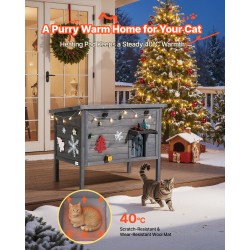 Puinen eristetty kissatalo 30W lämmitysalustalla 1–3 kissalle korotetulla pohjalla