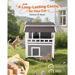 Kissatalo massiivikuusinen kaksikerroksinen vaahtoeristetty 33 tuuman 1–3 kissalle