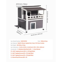 Kissatalo massiivikuusinen kaksikerroksinen vaahtoeristetty 33 tuuman 1–3 kissalle