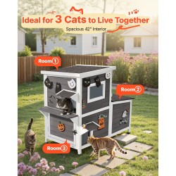 Puinen kaksikerroksinen ulkokissatalo massiivisesta kuusipuusta kolmelle kissalle asfalttihuopakatto korotettu pohja