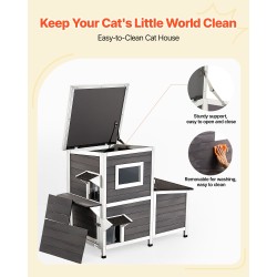 Puinen kaksikerroksinen ulkokissatalo massiivisesta kuusipuusta kolmelle kissalle asfalttihuopakatto korotettu pohja