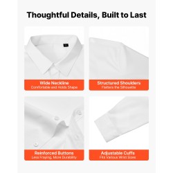 Miesten valkoinen kauluspaita puuvillasekoite kapealinjainen pitkähiha koko M rypistymätön