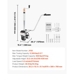 Peräkärryn siirtäjä teräsrunko 380W 12V 2,5 t säädettävä kiinnityskorkeus 31–63 cm