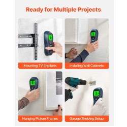 5-tilainen seinäskanneri taustavalaistu näyttö tunnistaa puu- ja metallirangat sekä sähköjohdot