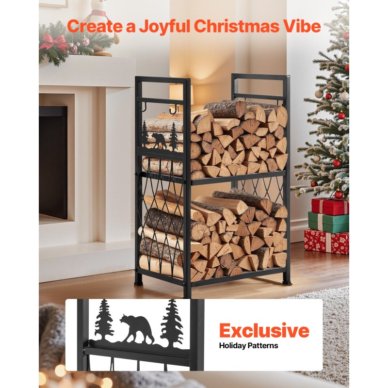 Polttopuuteline 2-tasoinen sisäkäyttöön Q195-teräs musta harja lapio hiilihanko pihdit