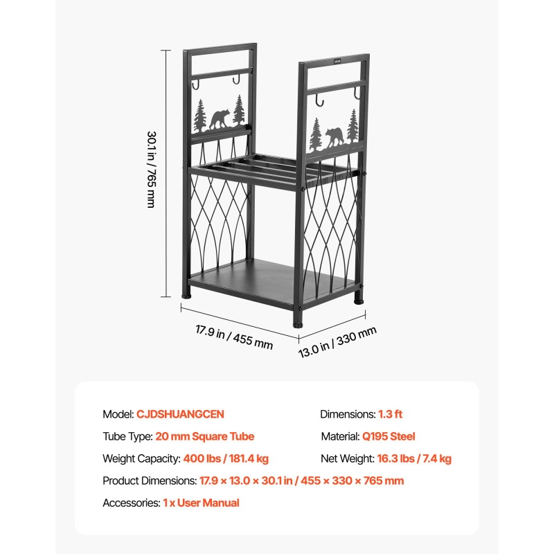 Polttopuuteline 2-tasoinen sisäkäyttöön Q195-teräs musta harja lapio hiilihanko pihdit