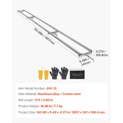 Säädettävä sahakiskosarja alumiiniseos ja hiiliteräs 3,66 m kahdella kiilalla