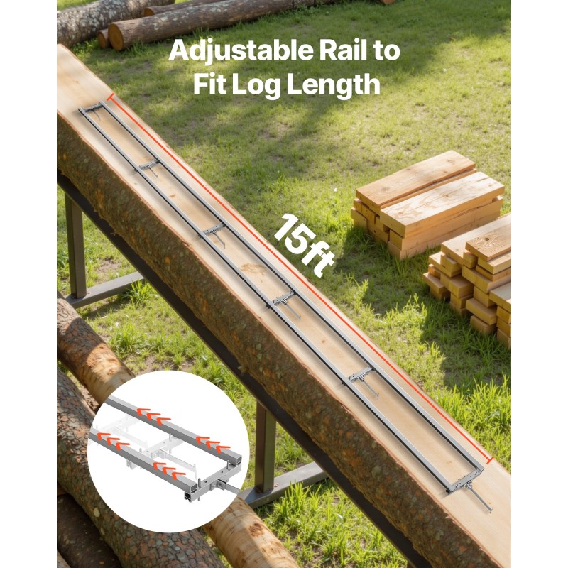 Sahakiskojärjestelmä alumiiniseos ja hiiliteräs 4,57 metrin sahauspituus yhteensopiva moottorisahoille