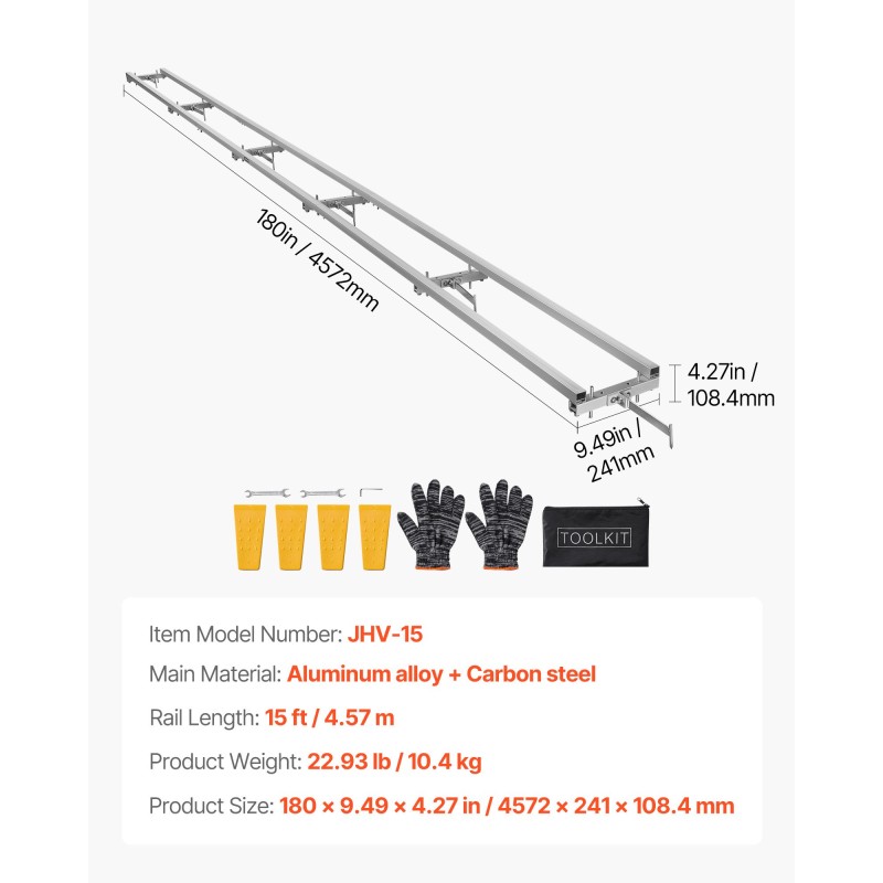Sahakiskojärjestelmä alumiiniseos ja hiiliteräs 4,57 metrin sahauspituus yhteensopiva moottorisahoille
