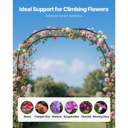 Puutarhakaari 2400 x 1500 mm galvanoidusta teräksestä musta vahvistetuilla T-liittimillä köynnöskasveille