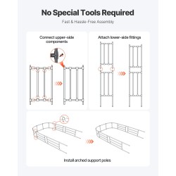 Puutarhakaari 2400 x 1500 mm galvanoidusta teräksestä musta vahvistetuilla T-liittimillä köynnöskasveille