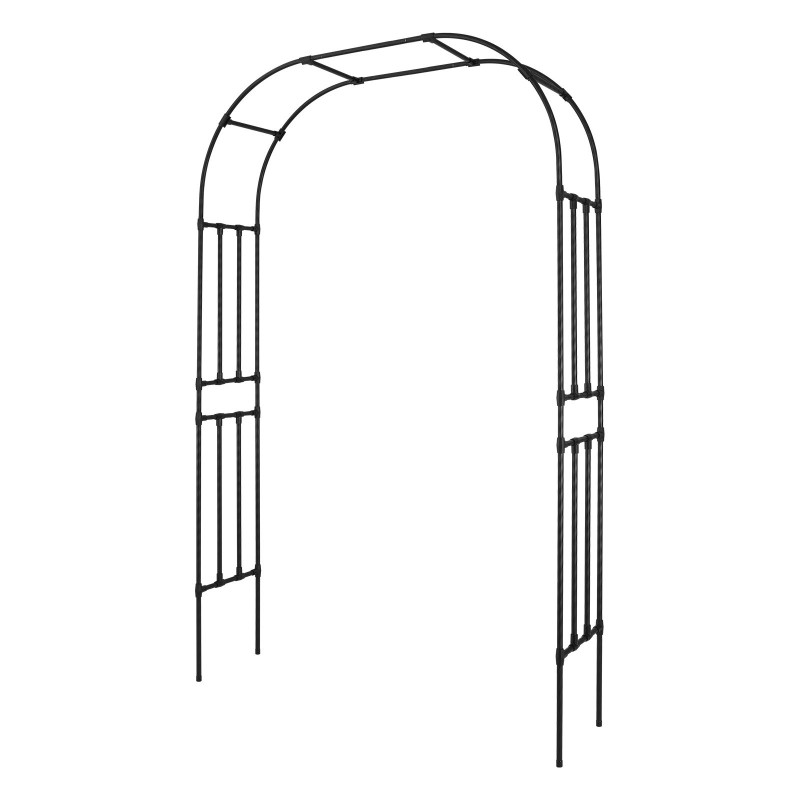 Puutarhakaari 2400 x 1500 mm galvanoidusta teräksestä musta vahvistetuilla T-liittimillä köynnöskasveille