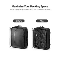 Tyhjiömatkareppu 65 litran musta vesitiivis käsinpuristettava kompressio