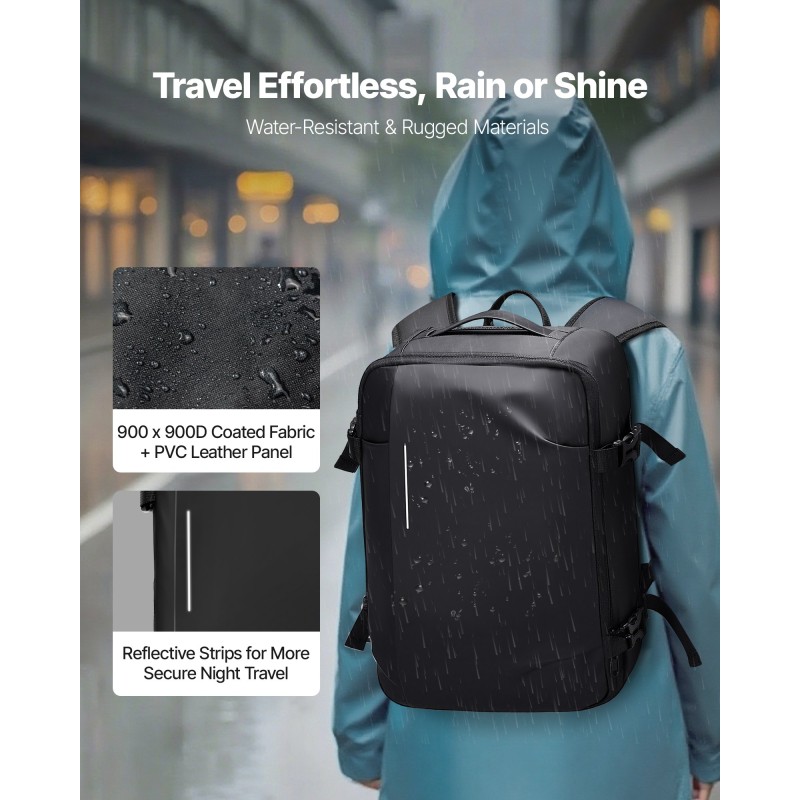 Tyhjiömatkareppu 35 l pumpulla musta vedenkestävä USB-latausportilla