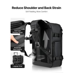 Tyhjiömatkareppu 35 l pumpulla musta vedenkestävä USB-latausportilla