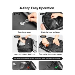 Tyhjiömatkareppu 65 l musta pinnoitettu kangas laajennettava TSA-hyväksytty lukko