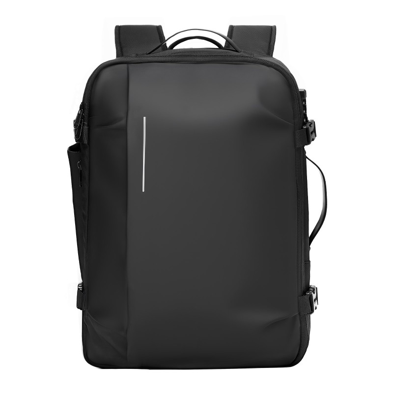 Tyhjiömatkareppu 65 l musta pinnoitettu kangas laajennettava TSA-hyväksytty lukko