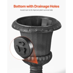 Muovinen jalallinen kukkaruukku 25 x 42 cm PP-muovi 2 kpl musta