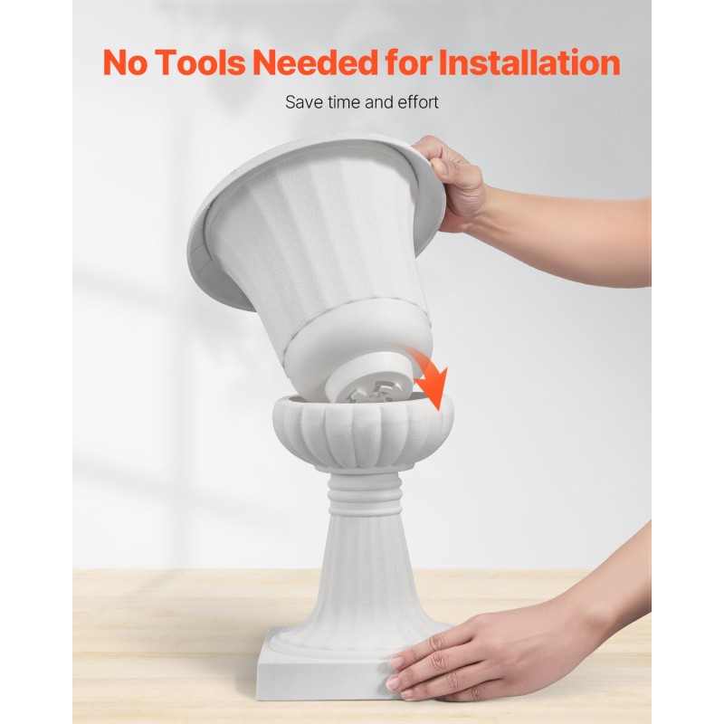 Jalustaruukku PP-muovinen 25 x 42 cm valkoinen kevyt sisä- ja ulkokäyttöön