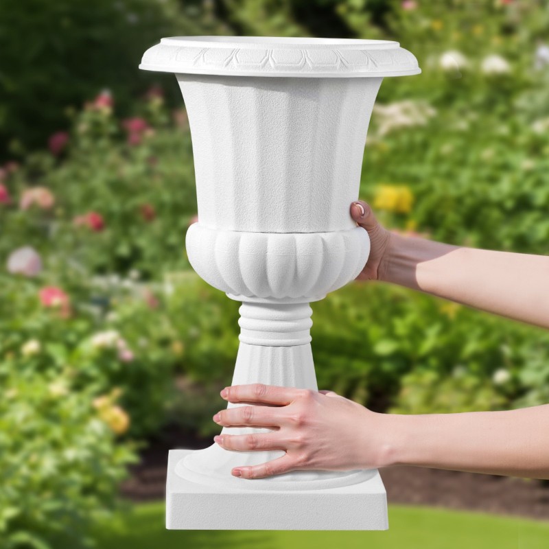 Jalustaruukku PP-muovinen 25 x 42 cm valkoinen kevyt sisä- ja ulkokäyttöön