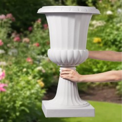 Jalustaruukut PP-muovista korkeus kuusikymmentäseitsemän senttimetriä kaksi kappaletta valkoiset sisä- ja ulkokäyttöön