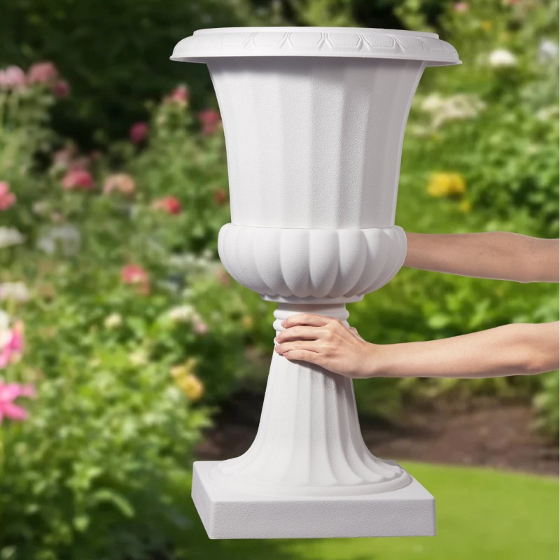 Jalustaruukut PP-muovista korkeus kuusikymmentäseitsemän senttimetriä kaksi kappaletta valkoiset sisä- ja ulkokäyttöön