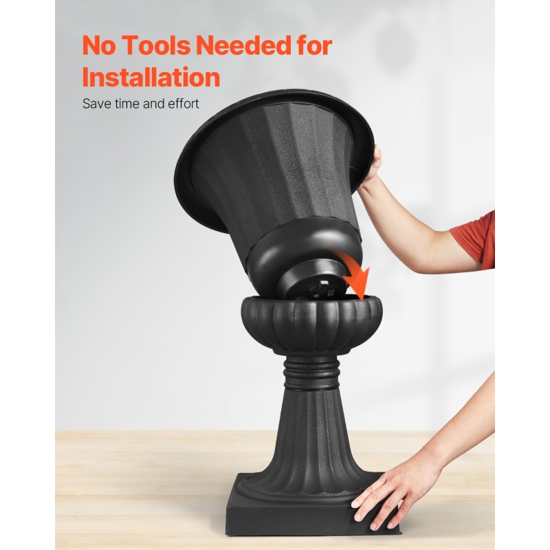 Jalallinen muoviruukku PP-muovi 400 x 670 mm 2 kpl musta parvekkeelle