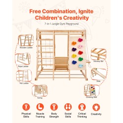 Sisäleikkokeskus 7-toimintoinen täyspuinen mäntyrunko 109x120x119.5 cm