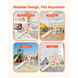 Sisäleikkokeskus 7-toimintoinen täyspuinen mäntyrunko 109x120x119.5 cm