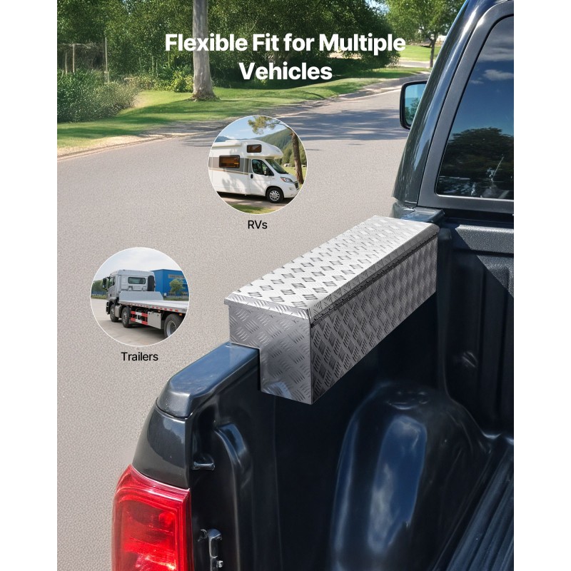 Alumiininen työkaluarkku 101 l lava-autoon hopea 1219 x 340 x 330 mm