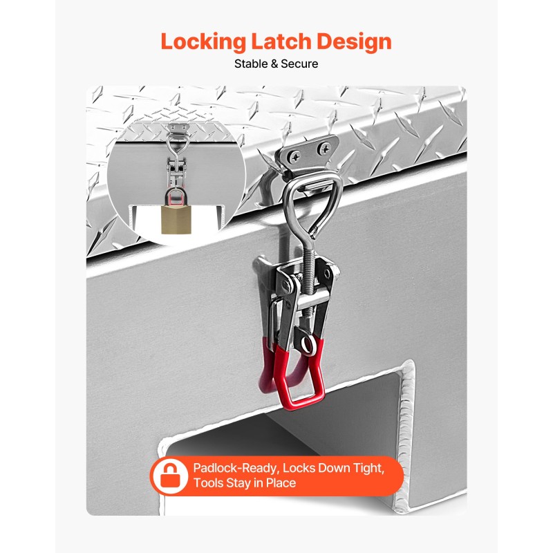 Työkaluarkku alumiininen 310x610x770 mm hopea timanttikuvioitu kansi astinalusta 100 kg kantavuus