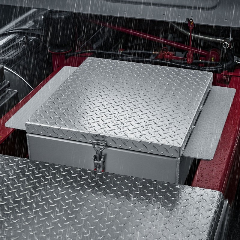 Työkaluarkku alumiininen 310x610x770 mm hopea timanttikuvioitu kansi astinalusta 100 kg kantavuus