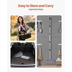 Lehtiharava ruostumattomasta teräksestä 25 metallipiikkiä 465 mm haravapää säädettävä varsi