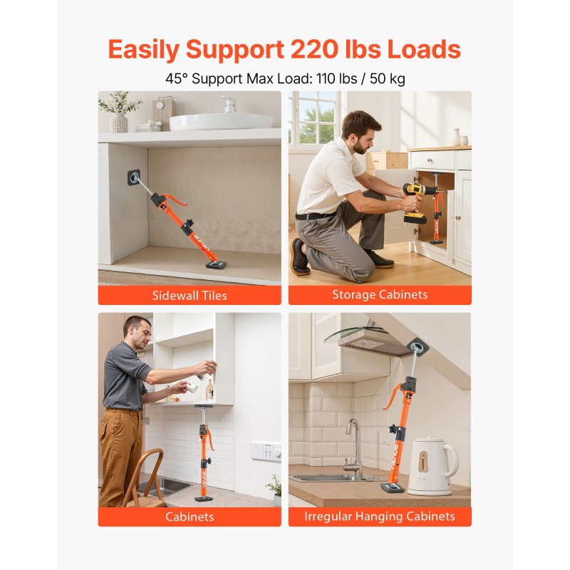 Tukipylvässetti 2 kpl säädettävä 40–60 cm hiiliteräs 100 kg kantavuus kaappien asennukseen